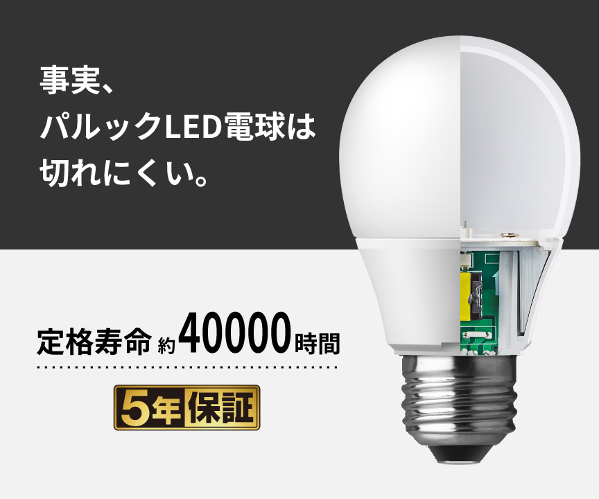 パルック LED電球は切れにくい ～長寿命を守る3つの熱対策～